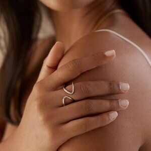 Monica Vinader sterling silver diamond pave abstract wave ring